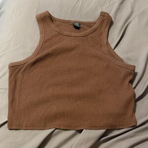 wild fable Ribbed Crop Tank Top - Camel Brown